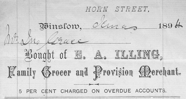 Billhead of E.A. Illing 1894